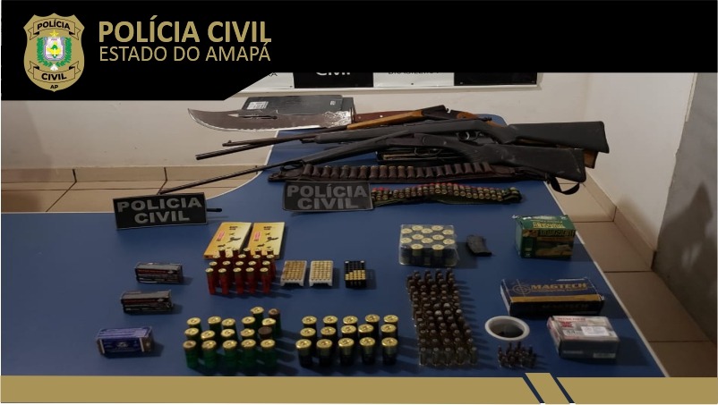 POLÍCIA CIVIL APREENDE 3 ARMAS LONGAS E 222 MUNIÇÕES EM OIAPOQUE